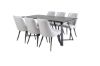 Imagine Marina Dining Table - Black top / Black Legs +Velvet Deluxe Dining Chair - Black Legs - Light Grey Fabric_6