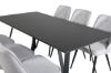 Imagine Marina Dining Table - Black top / Black Legs +Velvet Deluxe Dining Chair - Black Legs - Light Grey Fabric_6