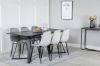 Imagine Marina Dining Table - Black top / Black Legs +Polar Diamond Dining Chair - Black Legs - Grey Velvet_6