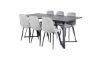 Imagine Marina Dining Table - Black top / Black Legs +Polar Diamond Dining Chair - Black Legs - Grey Velvet_6