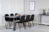 Imagine Masa de dining Marina - blat negru / picioare negre + Scaun de dining Polar - picioare din nuc - material textil negru_6