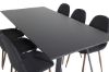 Imagine Masa de dining Marina - blat negru / picioare negre + Scaun de dining Polar - picioare din nuc - material textil negru_6