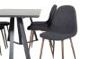 Imagine Masa de dining Marina - blat negru / picioare negre + Scaun de dining Polar - picioare din nuc - material textil negru_6