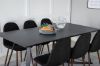 Imagine Masa de dining Marina - blat negru / picioare negre + Scaun de dining Polar - picioare din nuc - material textil negru_6