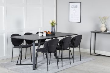 Imagine Va rog să traduceți complet Marina Dining Table - Black top / Black Legs +Vault Dining Chair - Black Legs - Black Fabric_6