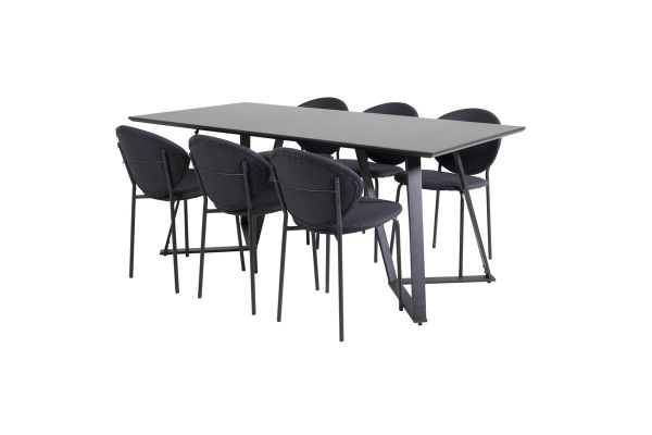 Imagine Va rog să traduceți complet Marina Dining Table - Black top / Black Legs +Vault Dining Chair - Black Legs - Black Fabric_6