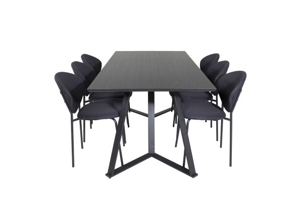 Imagine Va rog să traduceți complet Marina Dining Table - Black top / Black Legs +Vault Dining Chair - Black Legs - Black Fabric_6