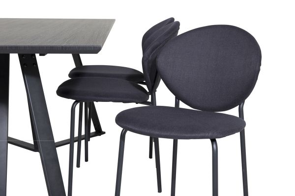 Imagine Va rog să traduceți complet Marina Dining Table - Black top / Black Legs +Vault Dining Chair - Black Legs - Black Fabric_6