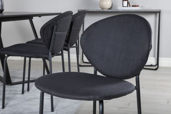 Imagine Va rog să traduceți complet Marina Dining Table - Black top / Black Legs +Vault Dining Chair - Black Legs - Black Fabric_6