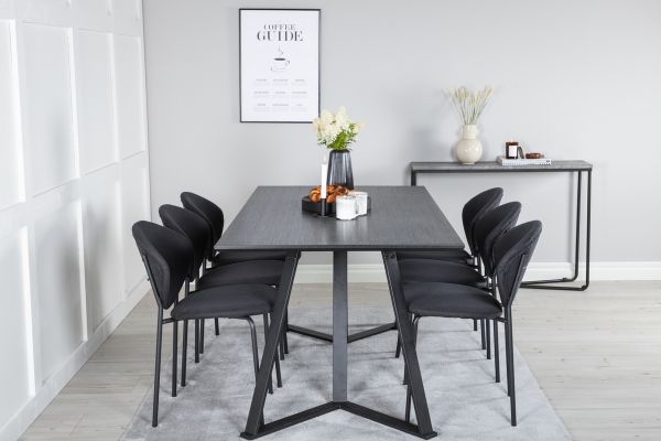 Imagine Va rog să traduceți complet Marina Dining Table - Black top / Black Legs +Vault Dining Chair - Black Legs - Black Fabric_6