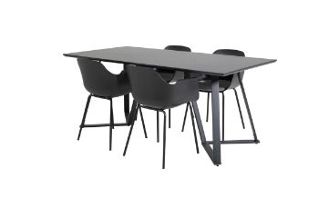 Imagine Masa de dining Marina - blat negru / picioare negre + Scaun plastic Comfort pentru dining - picioare negre - plastic negru_4