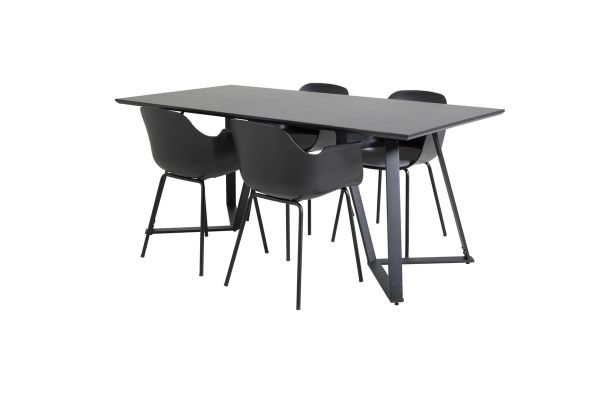 Imagine Masa de dining Marina - blat negru / picioare negre + Scaun plastic Comfort pentru dining - picioare negre - plastic negru_4