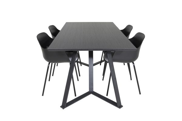 Imagine Masa de dining Marina - blat negru / picioare negre + Scaun plastic Comfort pentru dining - picioare negre - plastic negru_4