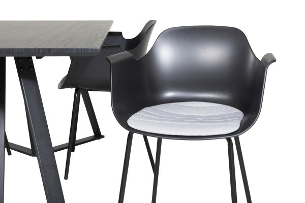 Imagine Masa de dining Marina - blat negru / picioare negre + Scaun plastic Comfort pentru dining - picioare negre - plastic negru_4