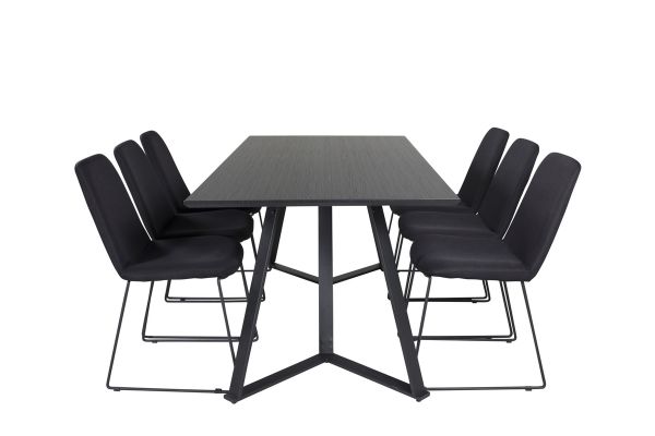 Imagine Masa de dining Marina - blat negru / picioare negre + Scaun de dining Muce - Picioare negre - Material negru_6