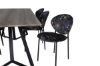 Imagine Masa de dining Marina - 180*90*H75 - Gri / Negru + Scaun de dining Vault - Picioare negre - Material imprimeu floral negru_6