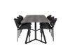 Imagine Masa de dining Marina - 180*90*H75 - Gri / Negru + Scaun de dining Vault - Picioare negre - Material imprimeu floral negru_6