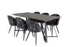 Imagine Masa de dining Marina - 180 * 90 * H75 - Gri / Negru + Scaun de dining din catifea - Model negru_6