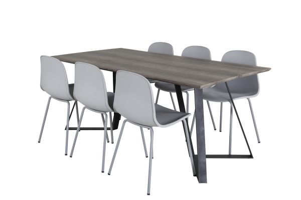 Imagine Masa de dining Marina - 180*90*H75 - Gri/Negru + Scaun de dining Arctic - Picioare gri - Plastic gri_6