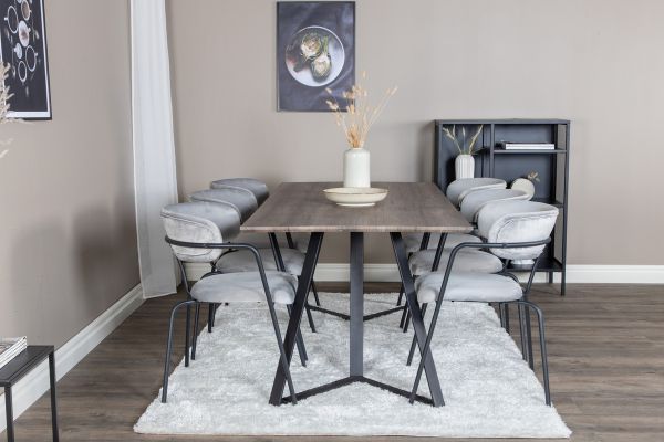 Imagine Marina Dining Table - 180*90*H75 - Grey / Black+Arrow armchair - Black Legs - Grey Velvet_6