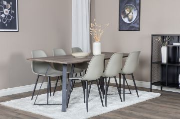 Imagine Masa de dining Marina - 180*90*H75 - Gri/Negru + Scaun de dining din plastic polar - Picioare negre/Gri_6