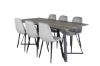 Imagine Marina Dining Table - 180*90*H75 - Grey / Black+Polar Diamond Dining Chair - Black Legs - Grey Velvet_6