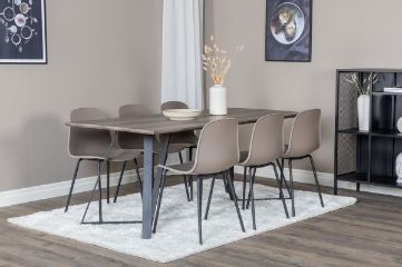 Imagine Masa de dining Marina - 180*90*H75 - Gri / Negru+Scaun de dining Arctic - Picioare Negre - Plastic Kaki_6