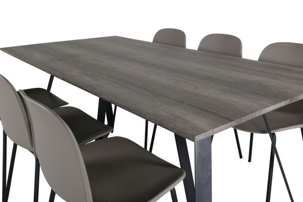 Imagine Masa de dining Marina - 180*90*H75 - Gri / Negru+Scaun de dining Arctic - Picioare Negre - Plastic Kaki_6