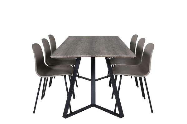 Imagine Masa de dining Marina - 180*90*H75 - Gri / Negru+Scaun de dining Arctic - Picioare Negre - Plastic Kaki_6