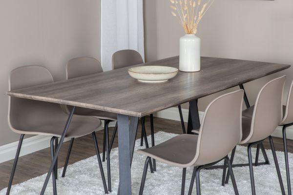 Imagine Masa de dining Marina - 180*90*H75 - Gri / Negru+Scaun de dining Arctic - Picioare Negre - Plastic Kaki_6