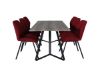 Imagine Masa de dining Marina - 180*90*H75 - Gri / Negru + Scaun de dining Gemma - Picioare negre - Material rosu_6