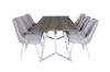 Imagine Masa de dining Marina - Gri "stejar" / Picioare albe + Scaun de dining Velvet Deluxe - Picioare albe - Material gri deschis_6