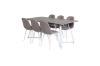 Imagine Masa de dining Marina - Gri "stejar" / Picioare albe + Scaun Polar - Material gri Picioare albe _6