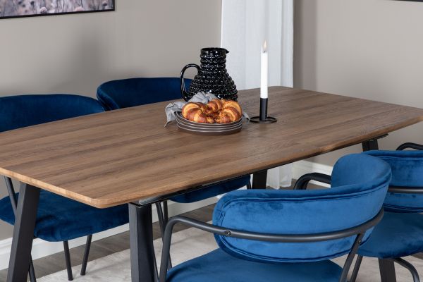 Imagine Inca Dining Table - 160/200*85*H75 - Oak / Black+Arrow armchair - Black Legs - Blue Velvet_4