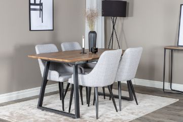 Imagine Inca Dining Table - 160/200*85*H75 - Oak / Black+Plaza Dining chair - Black legs - Light Grey Fabric_4