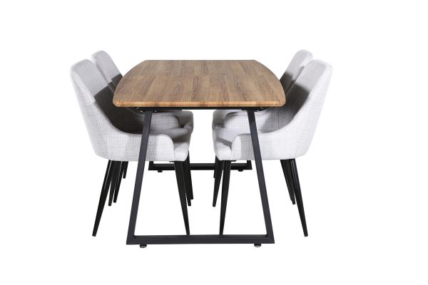 Imagine Inca Dining Table - 160/200*85*H75 - Oak / Black+Plaza Dining chair - Black legs - Light Grey Fabric_4