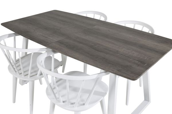 Imagine Inca Extentiontable - grey "oak" / white Legs+Bobby Windsor Dining Chair - White_4