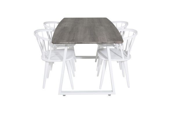 Imagine Inca Extentiontable - grey "oak" / white Legs+Bobby Windsor Dining Chair - White_4