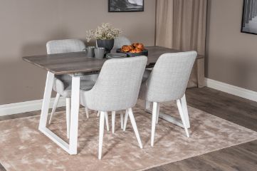 Imagine Inca Extentiontable - grey "oak" / white Legs+Plaza Dining chair - White legs - Light Grey Fabric_4