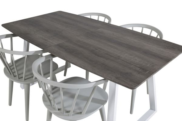 Imagine Inca Extentiontable - grey "oak" / white Legs+Bobby Windsor Dining Chair - Grey_4