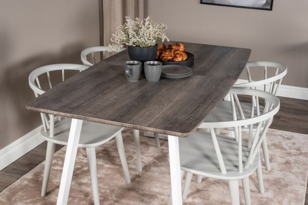 Imagine Inca Extentiontable - grey "oak" / white Legs+Bobby Windsor Dining Chair - Grey_4