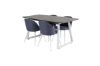 Imagine Masă Extentiontable Inca - gri "stejar" / picioare albe + Scaun de dining Velvet - picioare albe - Material albastru_4