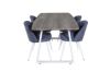 Imagine Masă Extentiontable Inca - gri "stejar" / picioare albe + Scaun de dining Velvet - picioare albe - Material albastru_4