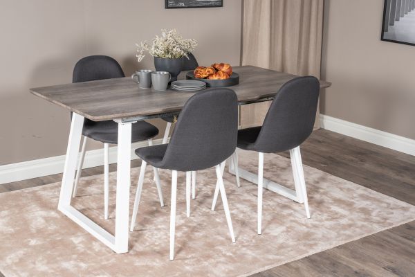 Imagine Inca Extentiontable - grey "oak" / white Legs+Polar Dining Chair - White Legs - Black Fabric_4