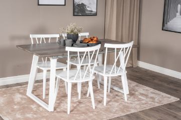 Imagine Inca Extentiontable - grey "oak" / white Legs+Mariette Windsor Chair - White_4