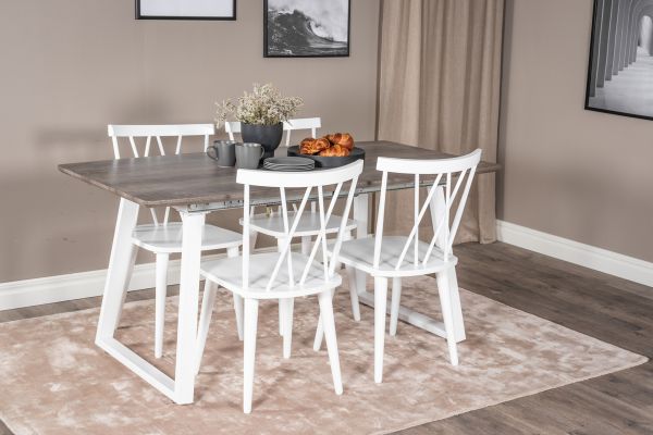 Imagine Inca Extentiontable - grey "oak" / white Legs+Mariette Windsor Chair - White_4