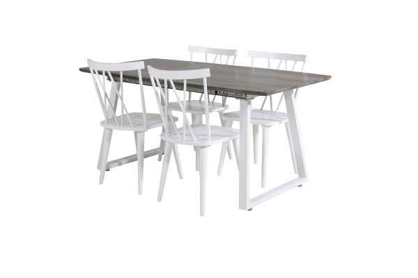 Imagine Inca Extentiontable - grey "oak" / white Legs+Mariette Windsor Chair - White_4