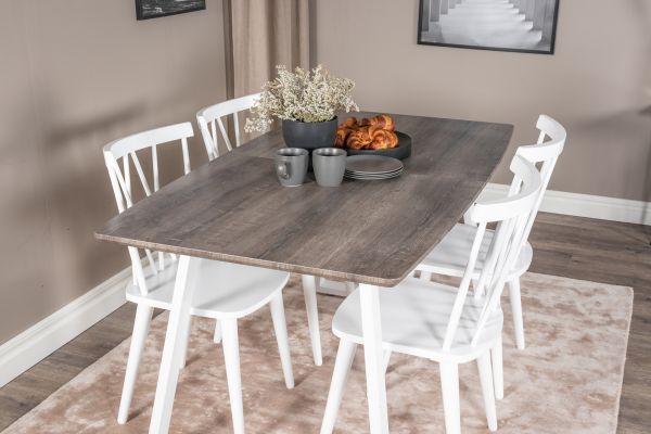 Imagine Inca Extentiontable - grey "oak" / white Legs+Mariette Windsor Chair - White_4