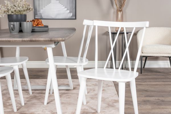 Imagine Inca Extentiontable - grey "oak" / white Legs+Mariette Windsor Chair - White_4