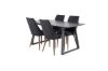 Imagine Masa de dining extensibila Inca - blat negru / picioare negre + Scaun de dining Leone - picioare nuc - material negru_4